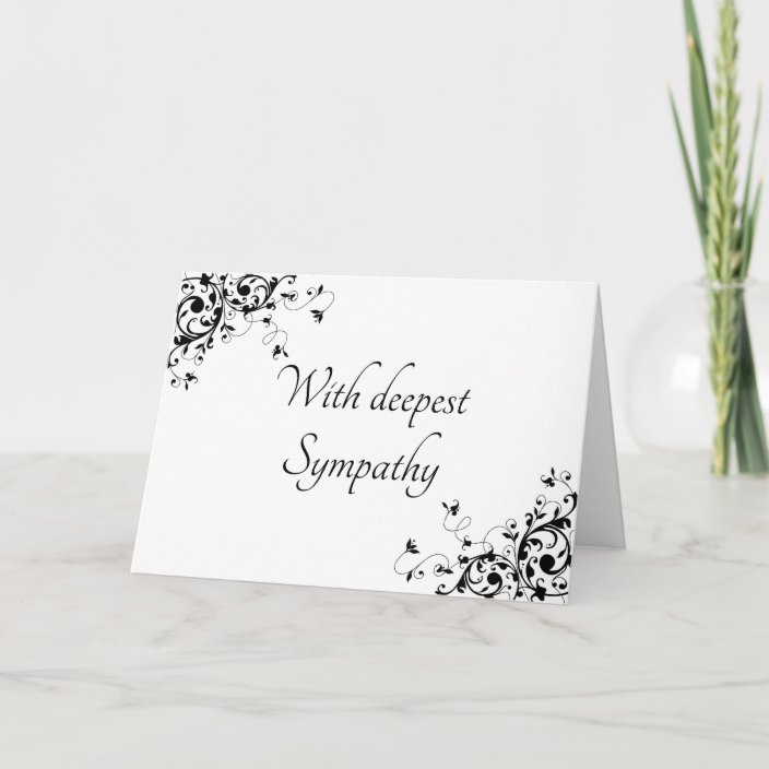 Elegant Black &amp; White Swirls Sympathy Card | Zazzle.com