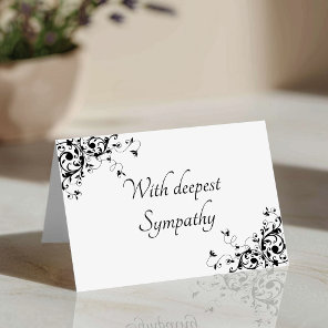 Elegant Black & White Swirls Sympathy Card