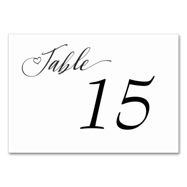 Elegant Black White Table number (Front)