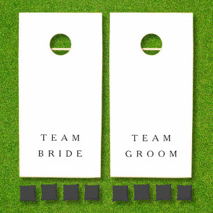 Elegant Black & White Team Bride Groom Wedding Cornhole Set