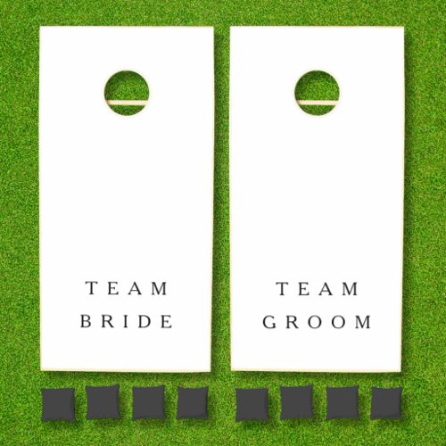 Elegant Black &amp; White Team Bride Groom Wedding Cornhole Set