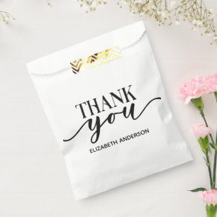 Elegant Black White Thank You Favor Bag
