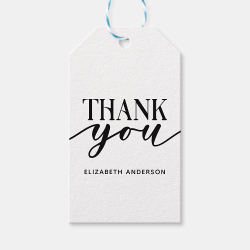 Elegant Black White Thank You Gift Tags