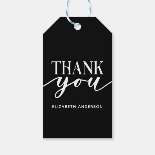 Elegant Black White Thank You Gift Tags