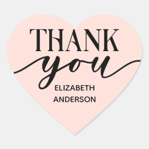Elegant Black White Thank You Heart Sticker