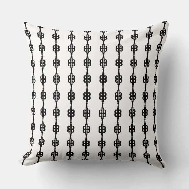 Elegant Black & White Throw Pillow (Front)