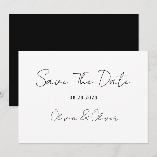Elegant Black White Tie Save The Date Cards (Front/Back)