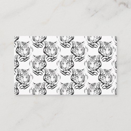 Elegant Black  White Tiger Head Print Design Business Card