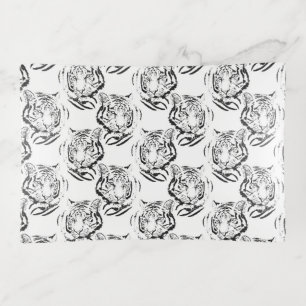 Elegant Black & White Tiger Head Print Design Trinket Tray