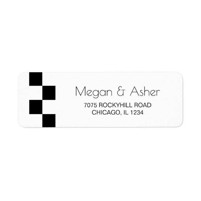 Elegant Black White Tiles Label (Front)