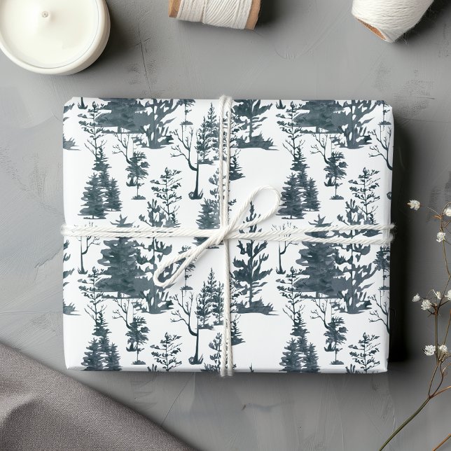 Elegant Black & White Tree Abstract Forest  Wrapping Paper Sheets (Creator Uploaded)