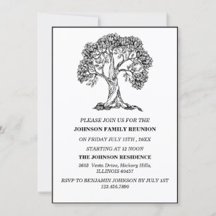 Elegant Black & White Tree Family Reunion Invitation