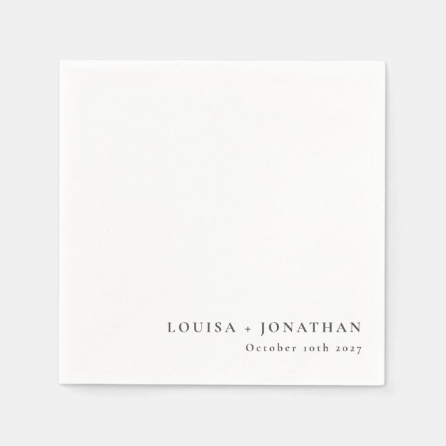 Elegant Black White Trendy Minimal Custom Napkins (Front)