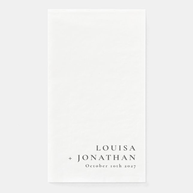 Elegant Black White Trendy Minimal Custom Paper Guest Towels (Front)
