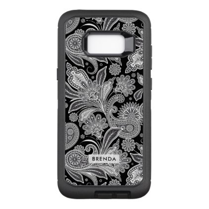 Elegant Black &amp; White Tribal Paisley Pattern OtterBox Defender Samsung Galaxy S8+ Case