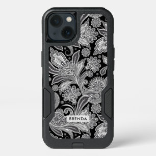 Elegant Black & White Tribal Paisley Pattern iPhone 13 Case