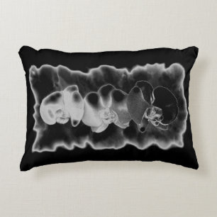 Elegant black white tropical orchids floral accent pillow