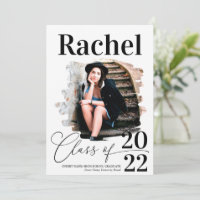 Elegant Black White Typography Class of Graduation