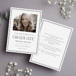 Elegant Black White Typography Graduation Announcement
