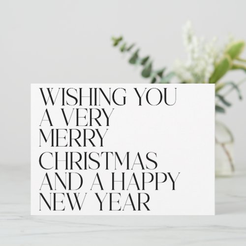Elegant Black White Typography Photo Christmas Holiday Card