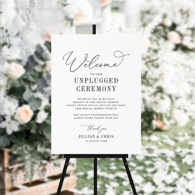 elegant black & white unplugged ceremony sign (Creator Uploaded)