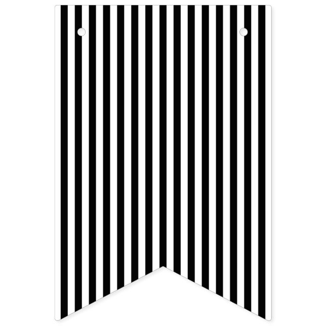 Elegant Black White Vertical Lines Geometric Bunting Flags (First Flag)