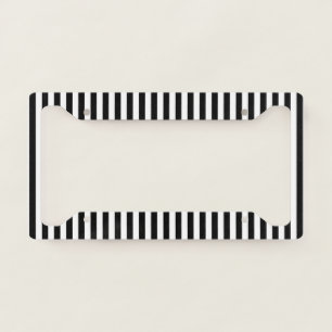 Elegant Black White Vertical Lines Geometric License Plate Frame