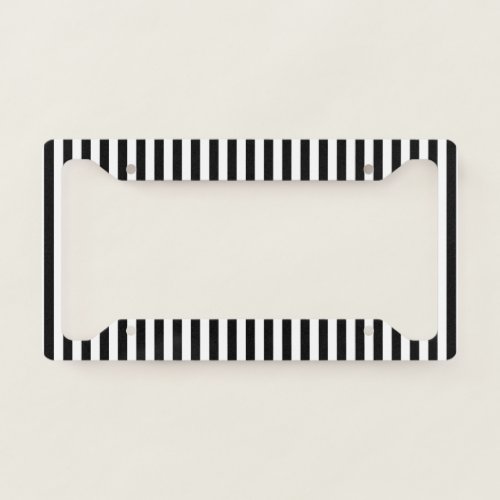 Elegant Black White Vertical Lines Geometric License Plate Frame