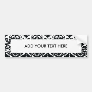 Elegant Black White Vintage Damask Pattern Bumper Sticker