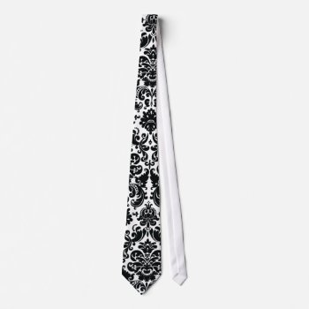 Elegant Black White Vintage Damask Pattern Neck Tie by DamaskGallery at Zazzle