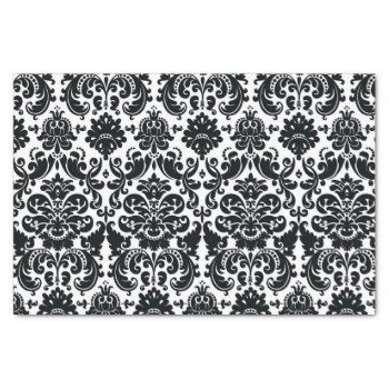 Elegant Black White Vintage Damask Pattern Tissue Paper by DamaskGallery at Zazzle