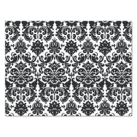 Elegant Black White Vintage Damask Pattern Tissue Paper