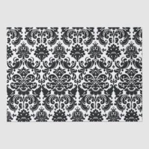 Elegant Black White Vintage Damask Pattern Tissue Paper