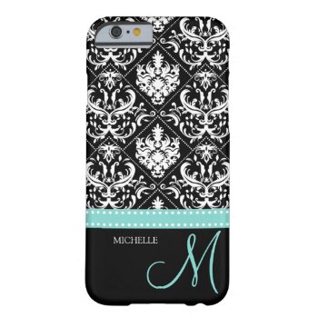 Elegant Black & White Vintage Damask With Monogram Barely There Iphone 6 Case by eatlovepray at Zazzle
