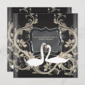 Elegant black white vintage engagement invitation (Front/Back)