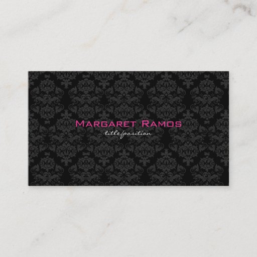 Customizable Elegant Black &amp; White Vintage Floral Damask 7 Business Card