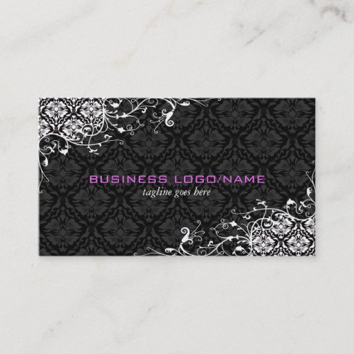 Elegant Black &amp; White  Vintage Floral Damasks Business Card Templates