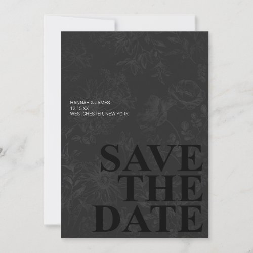 Elegant Black White Vintage Floral Save the Date Invitation