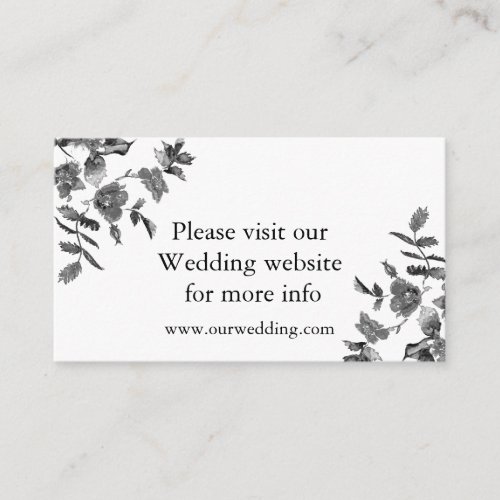 Elegant black white watercolor floral roses enclosure card