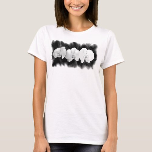 Elegant black white watercolor orchids T_Shirt