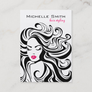 Elegant Black White Wavy Hairstyle Hair Extensions Business Card