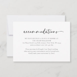 Elegant Black White Wedding Accommodations Card