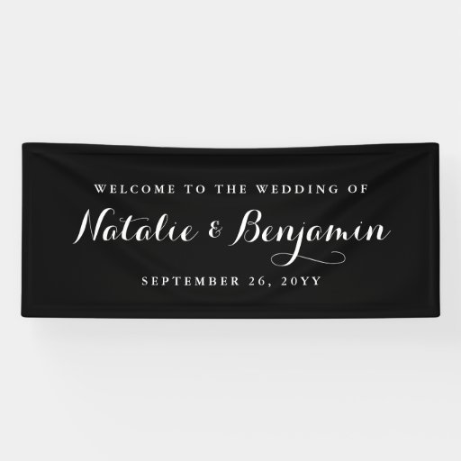 Elegant Black & White Wedding Banner | Zazzle