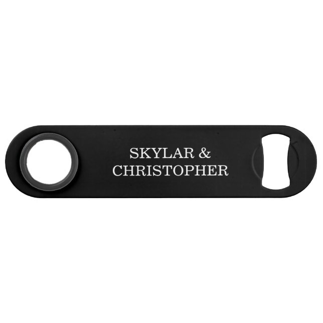 Elegant Black & White Wedding Bar Key (Front (Horizontal))