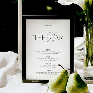 Elegant Black & White Wedding Bar Menu