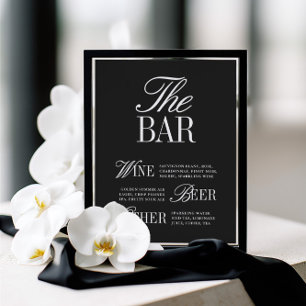 Elegant Black & White Wedding Bar Sign