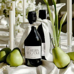 Elegant Black & White Wedding Bottle  Sparkling Wine Label