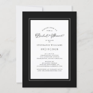 Elegant Black & White Wedding Bridal Shower Invitation