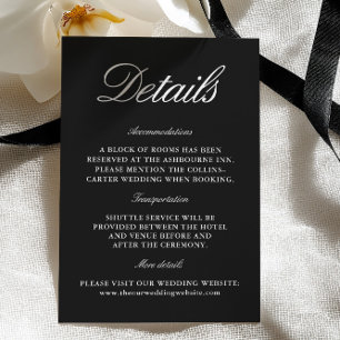 Elegant Black & White Wedding Enclosure Card