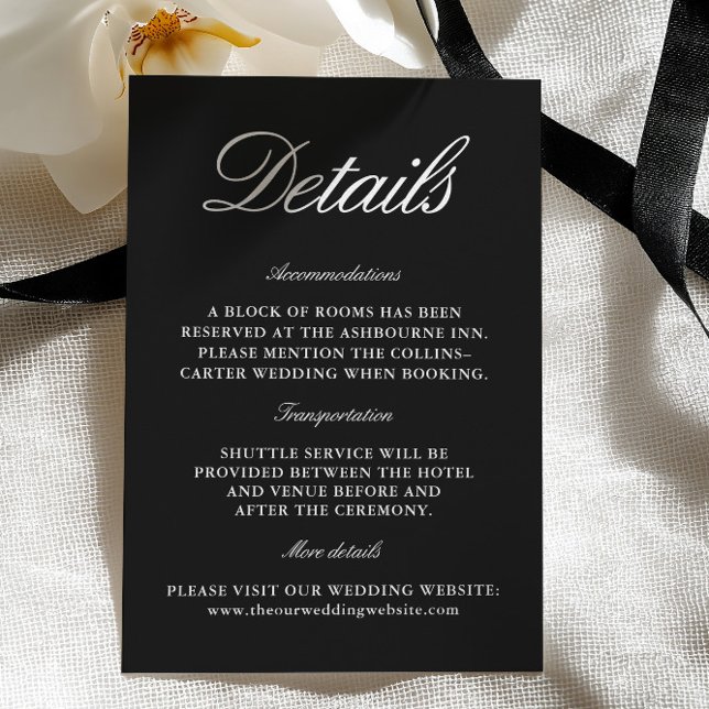 Elegant Black & White Wedding Enclosure Card (Elegant Black & White Wedding Enclosure Card)